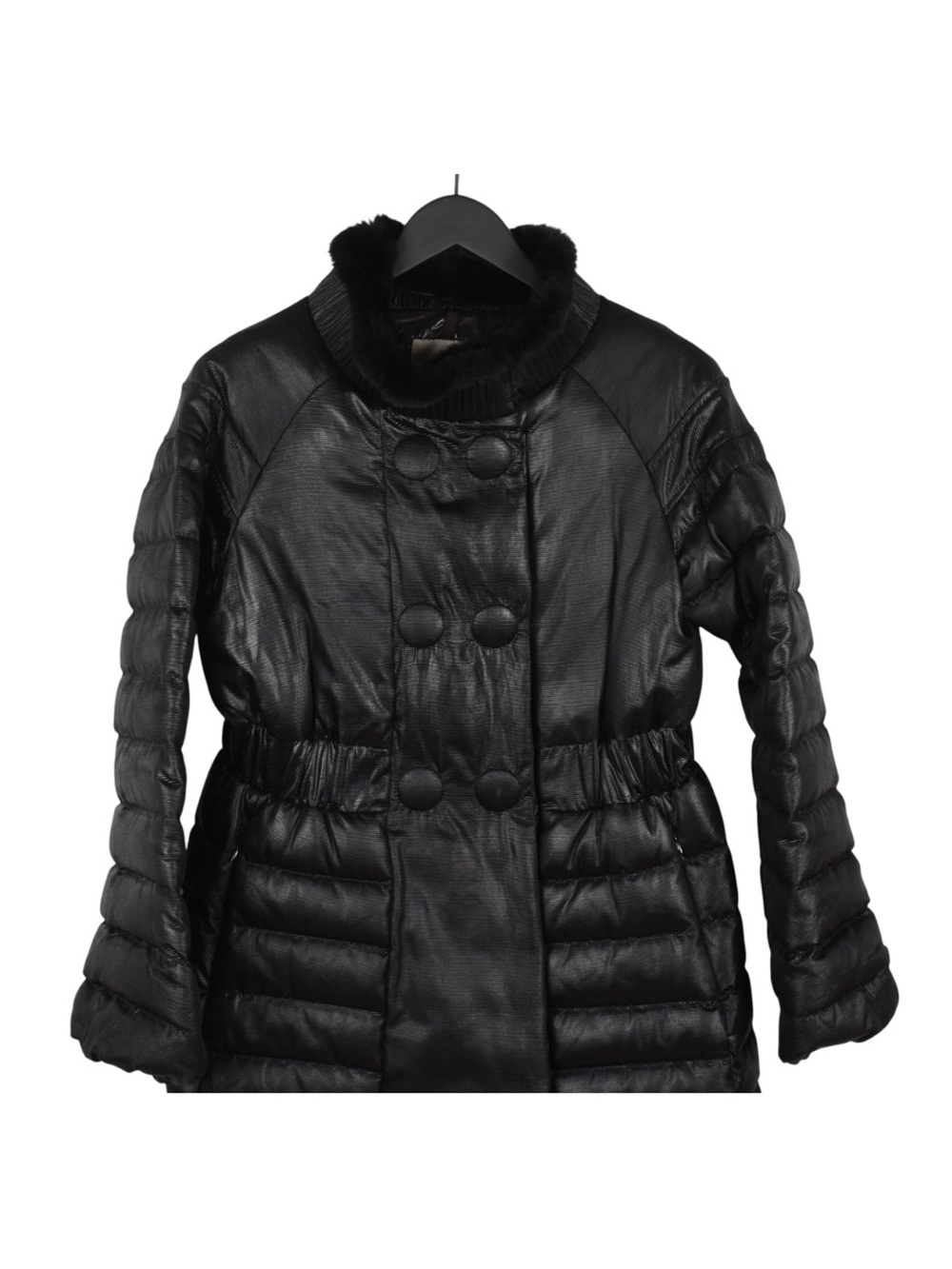 Moncler Premier Vintage “Juliette”Black Quilted & Down Coat with Fur Trim, Sz 3 - Picture 2 of 8